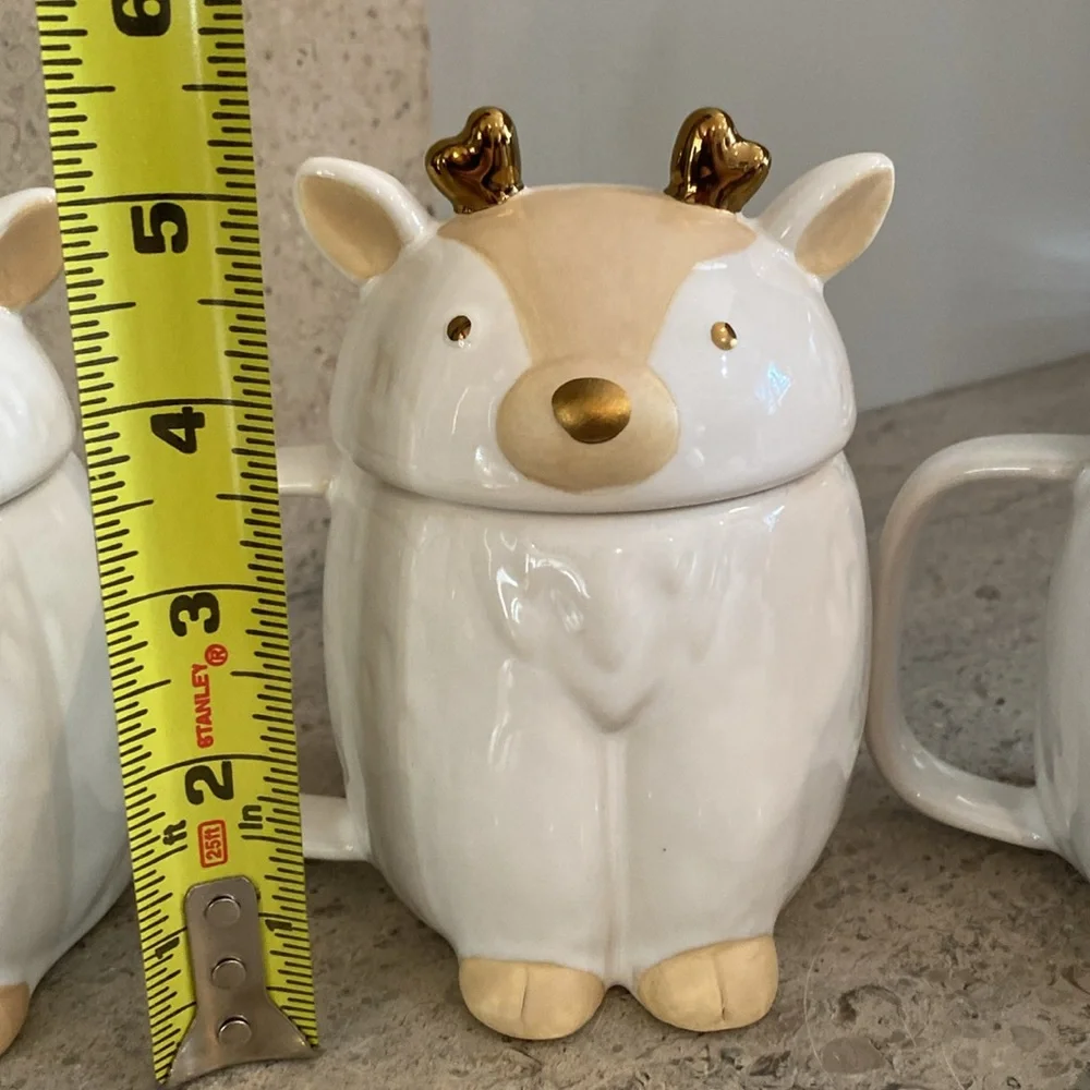 West Elm Ceramic Deer Mugs / 4